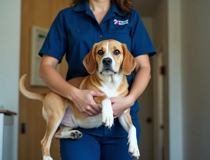 Technician respectfully transporting a deceased dog in Rockbank